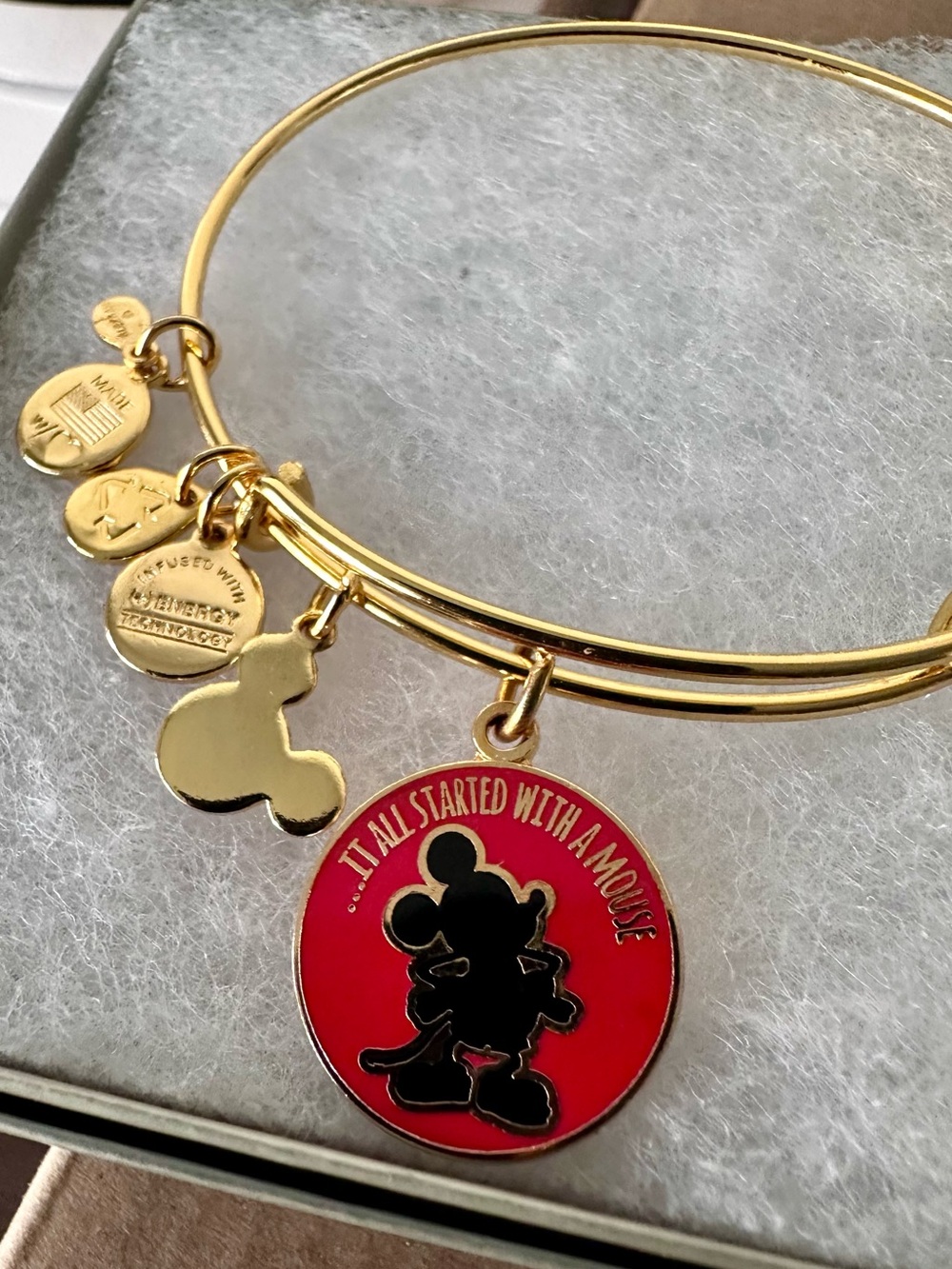 ALEX and ANI 2014 DISNEY IT ALL STARTED WITH A MOUSE CHARM BANGLE GOLD FINISH